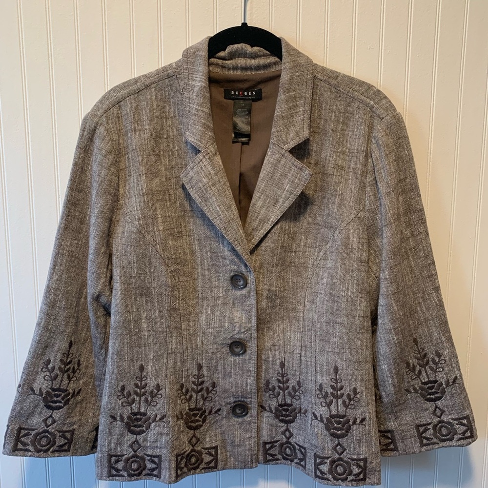 Axcess Brown Embroidered Women's Blazer